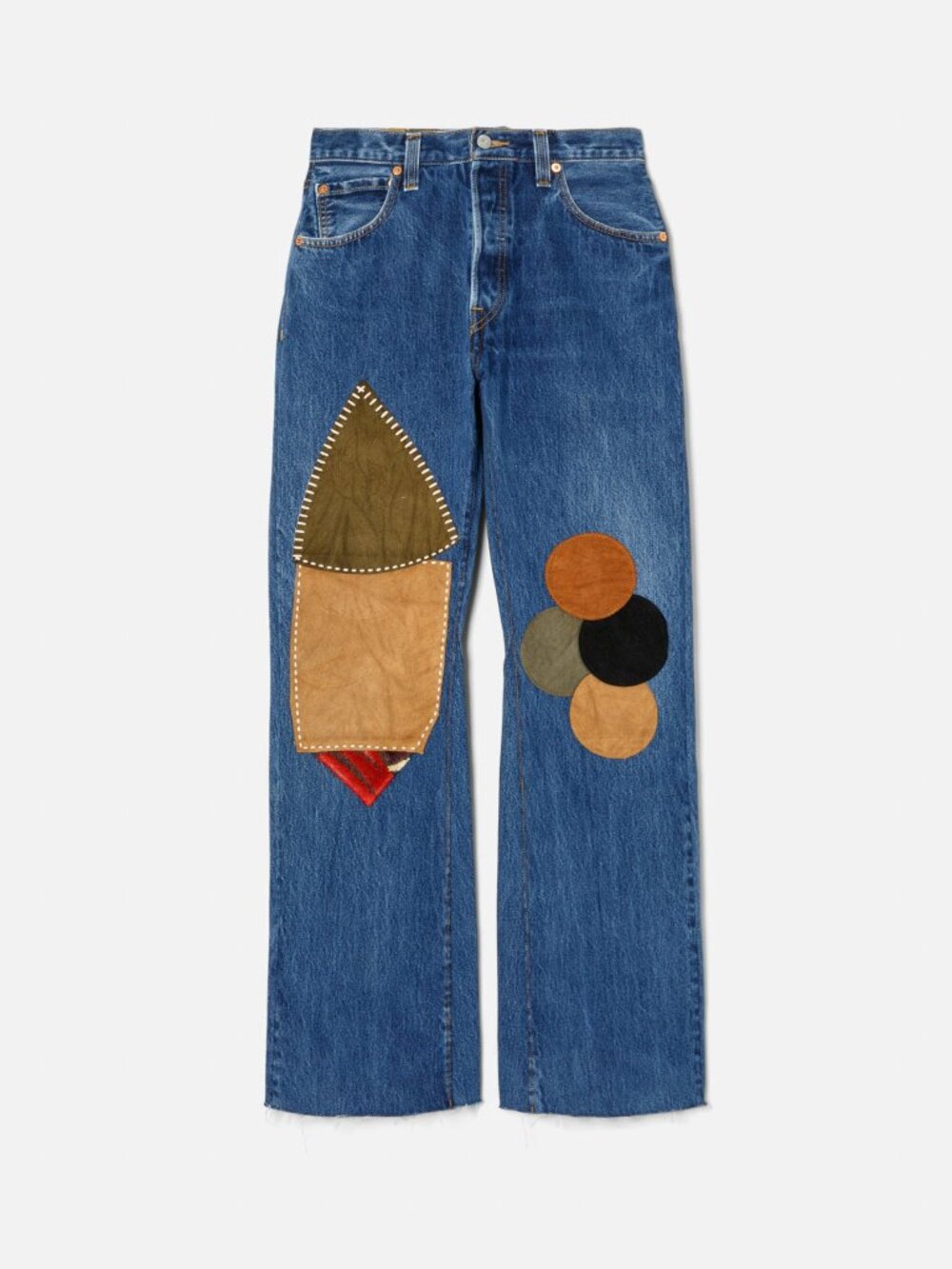 RE/DONE Levi's straight leg patchwork blue jeans - size 24
